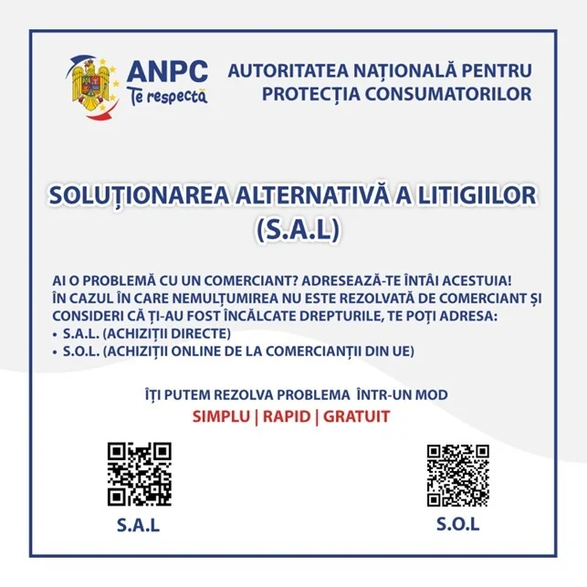 Soluționarea Alternativă a Litigiilor (SAL) - ANPC